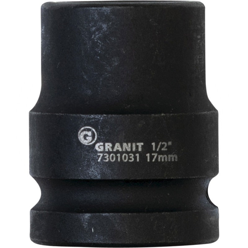 GRANIT BLACK EDITION 1/2" 6Kant-Kraft-Stecknuss, kurz, 17mm – 38 mm
