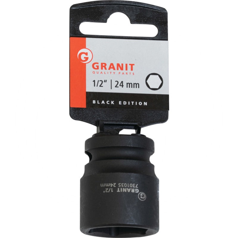 GRANIT BLACK EDITION 1/2" 6Kant-Kraft-Stecknuss, kurz, 24mm – 39 mm – Bild 2