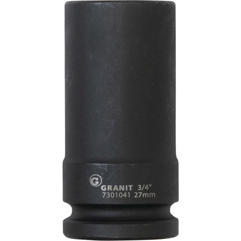 GRANIT BLACK EDITION 3/4" 6Kant-Kraft-Stecknuss, lang, 27mm – 90 mm