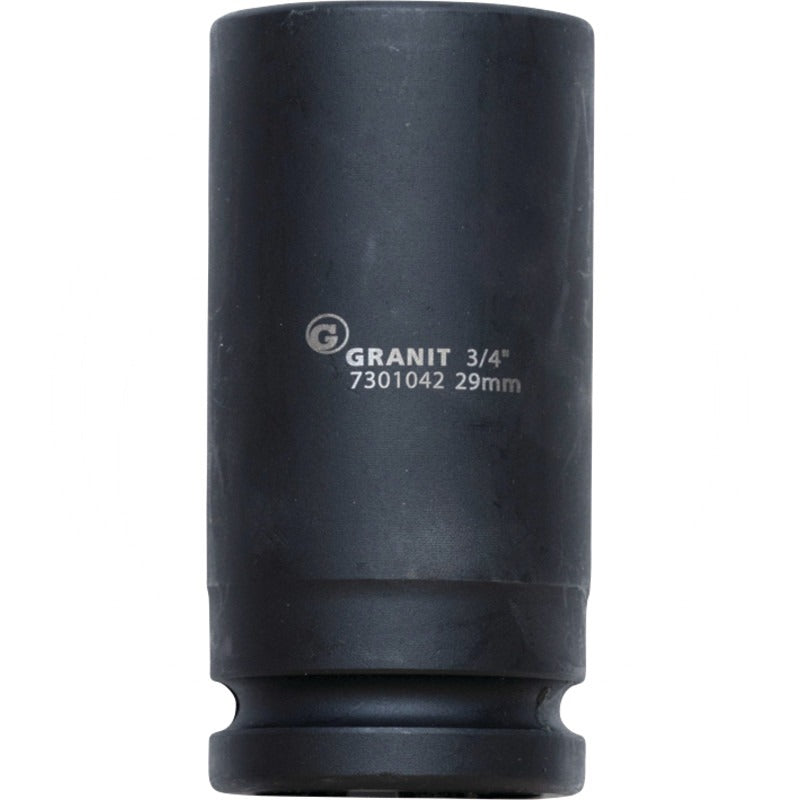 GRANIT BLACK EDITION 3/4" 6Kant-Kraft-Stecknuss, lang, 29mm – 90 mm