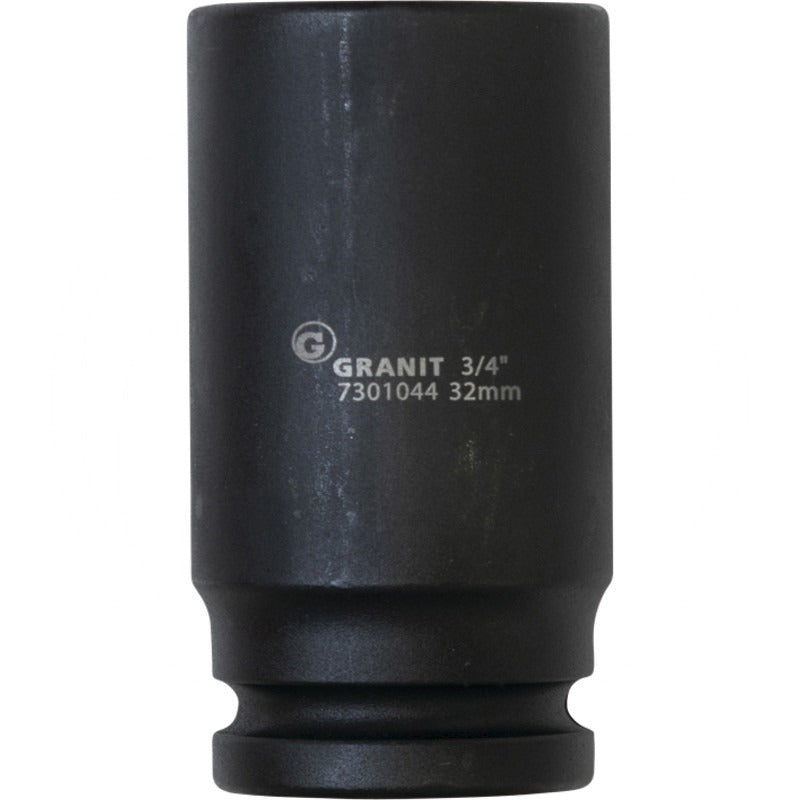 GRANIT BLACK EDITION 3/4" 6Kant-Kraft-Stecknuss, lang, 32mm – 90 mm