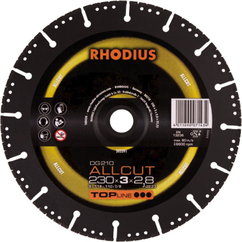 RHODIUS Diamant Trennscheibe Abmessungen (mm) 231 x 3,0 x 2,8 x 22,2