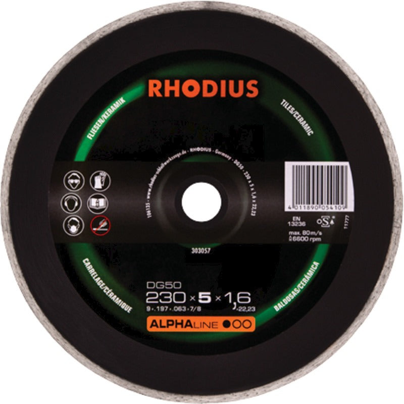 RHODIUS Diamant Trennscheibe Abmessungen (mm) 125 x 7,0 x 1,6 x 22,2
