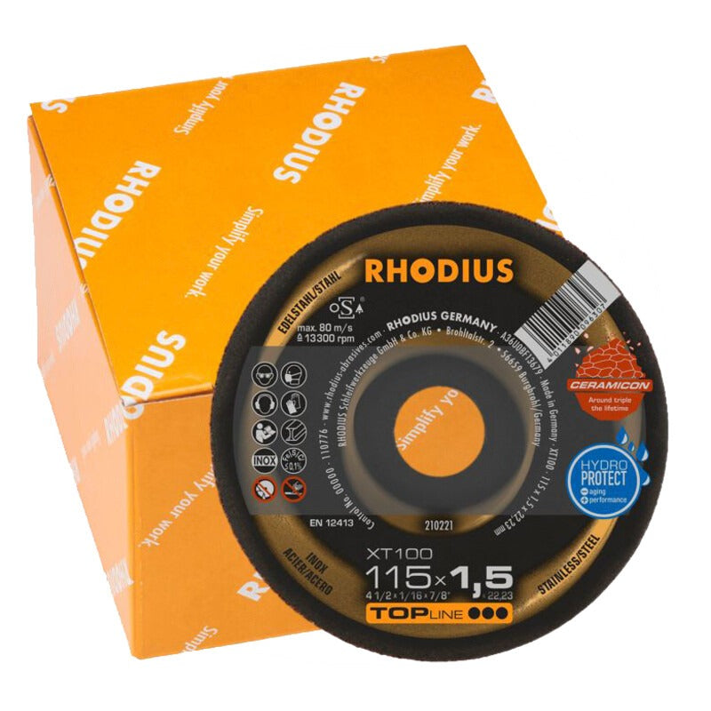 RHODIUS VPE25 Trennscheibe XT100 CERAMICON Abmessungen (mm) 115 x 1,5 x 22,2
