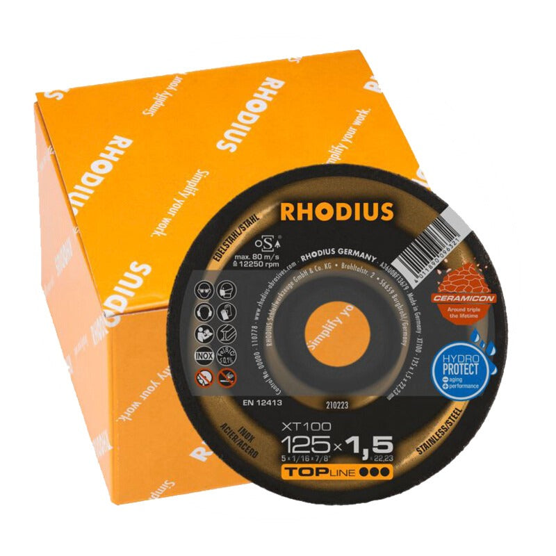 RHODIUS VPE25 Trennscheibe XT100 CERAMICON Abmessungen (mm) 125 x 1,5 x 22,2