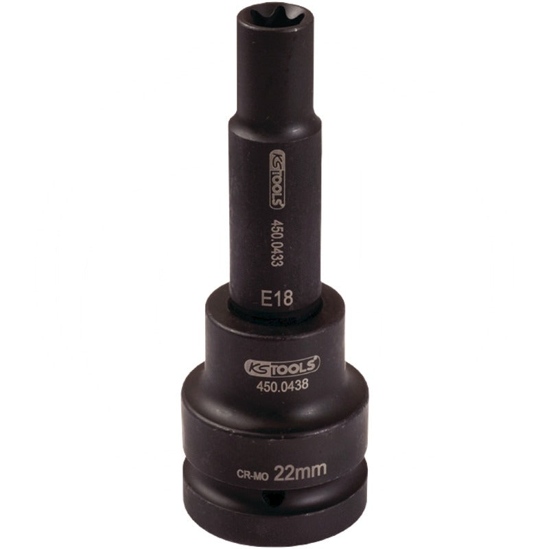 KS Tools 3/4' Kraft Bit Stecknuss TX-E, lang, E18 – 140 mm