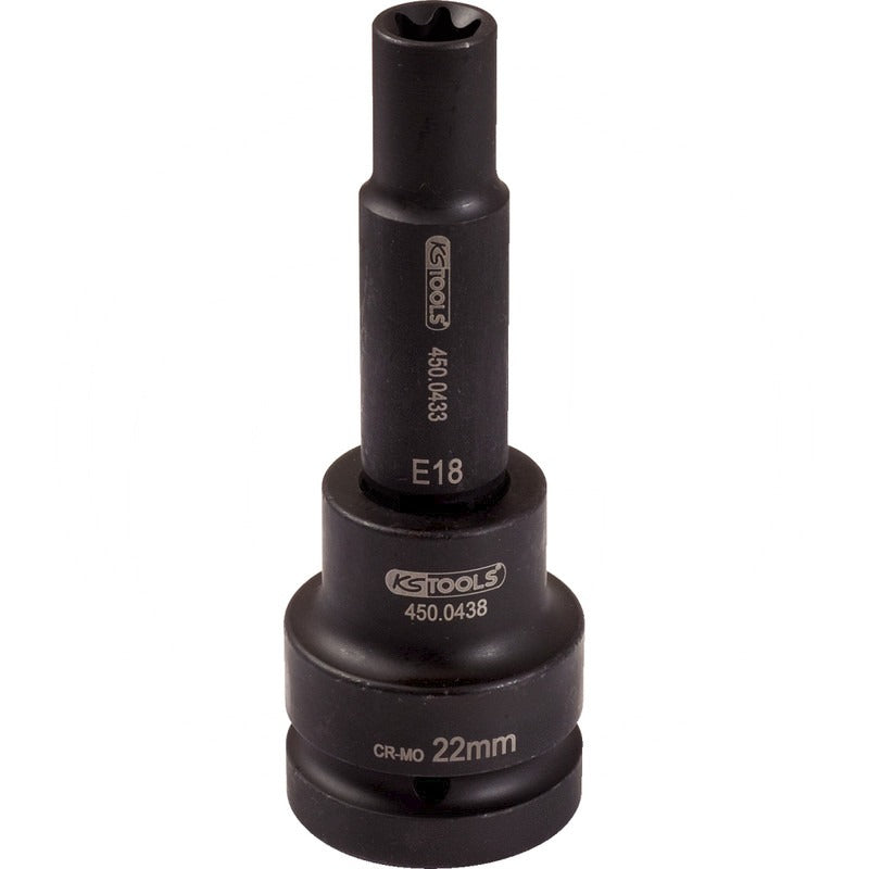 KS Tools 3/4' Kraft Bit Stecknuss TX-E, lang, E24 – 140 mm