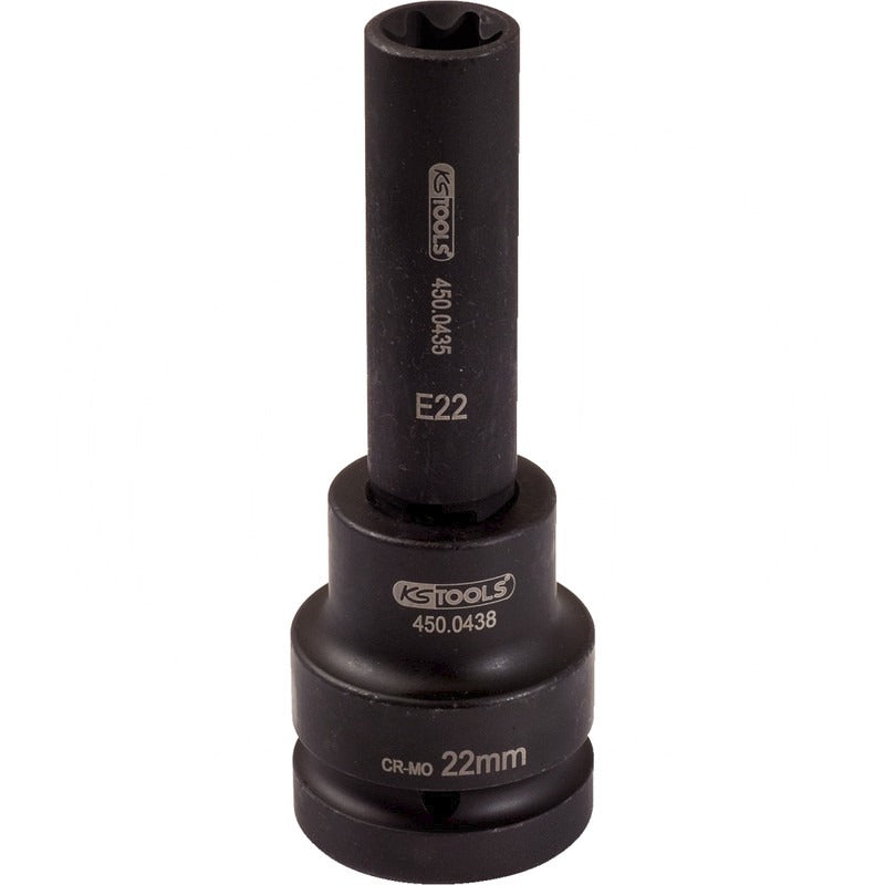 KS Tools 1" Kraft Bit Stecknuss TX - E, lg, E22 – 145 mm