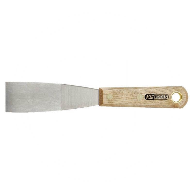 KS TOOLS Edelstahl-Spachtel, 38mm, mit Holzgriff – 227 mm