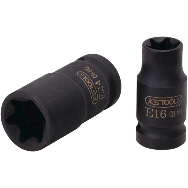 KS Tools 1/2" TX-E-Kraft-Stecknuss, kurz, E10 – 38 mm