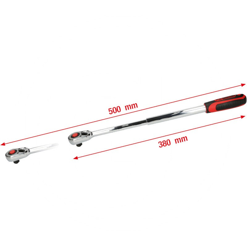 KS TOOLS 1/2" Teleskop-Umschaltknarre – 380 - 500 mm