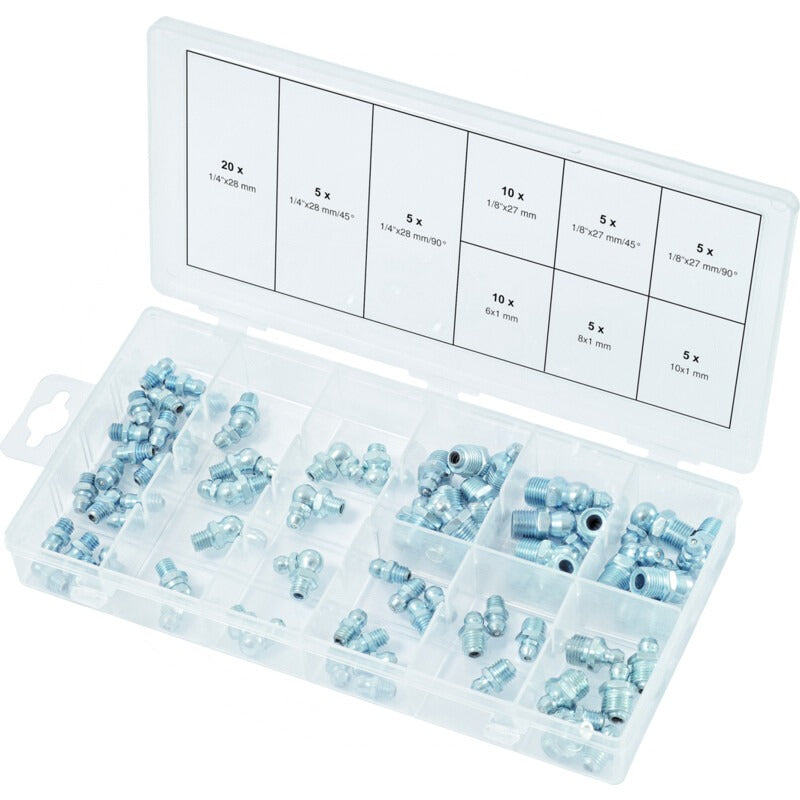 KS TOOLS Sort. Schmiernippel,H1,H2,H3, 70-tlg – 228 mm