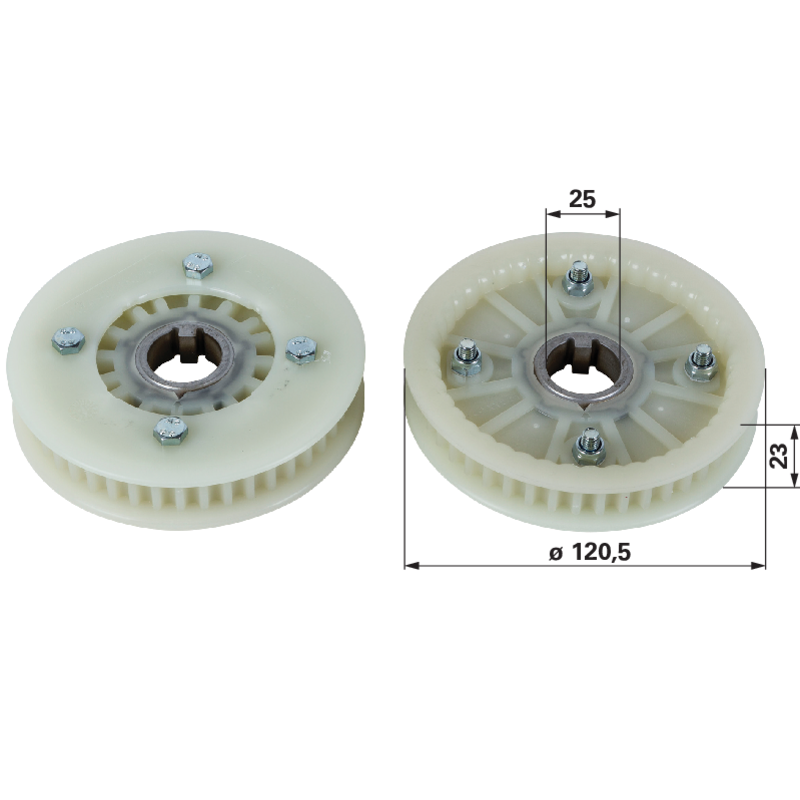 Zahnriemenscheibe Stiga 1134-9127-01 mit Nabe, 44 Zähne, Außendurchmesser 120,5 mm