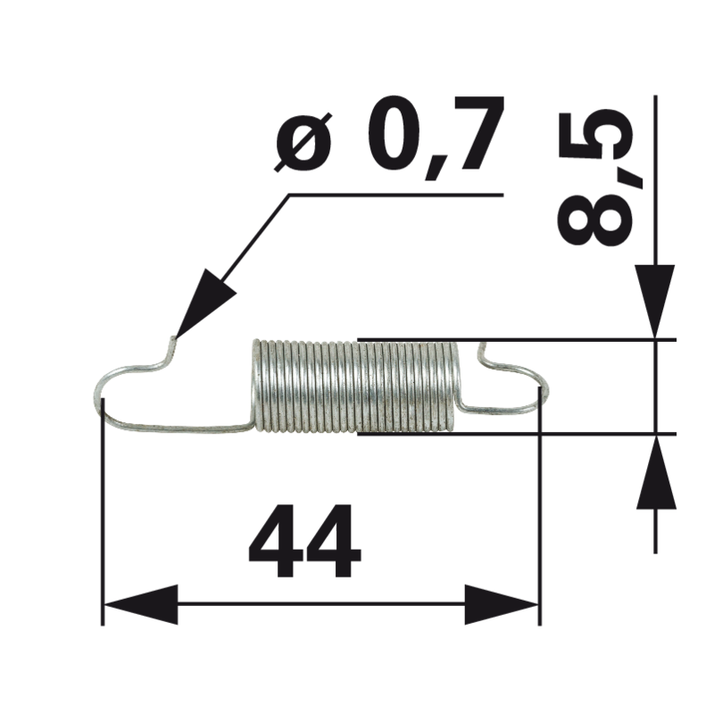 Zugfeder Stiga 118550087/0 – L 44 mm AD 8,5 mm Stärke 0,7 mm, Original-Ersatzteil