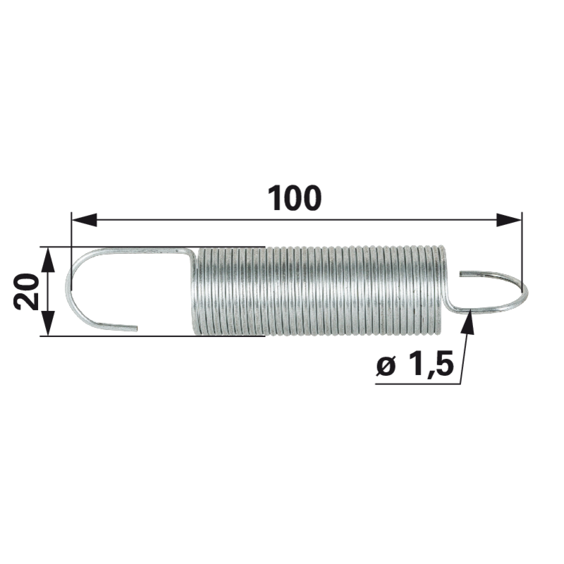 Zugfeder Stiga Rückzug 122450500/0 – L 100 mm AD 20 mm Stärke 1,5 mm