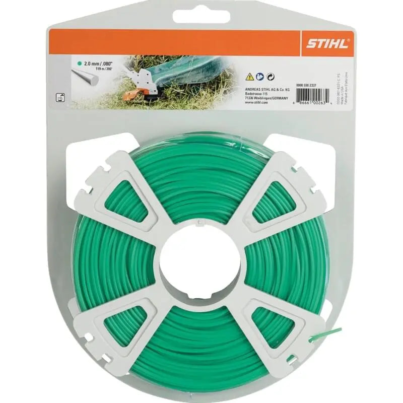 Stihl Mähfaden AD 2,0 mm 119 m in runder Standardform, Farbe Grün, auf Spule