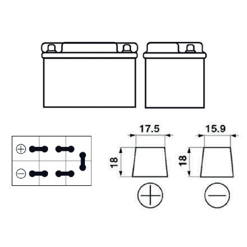 Exide Batterie 180 Ah 67018 – Seitenansicht mit Polausführung und Anschlussbild Nr. 3