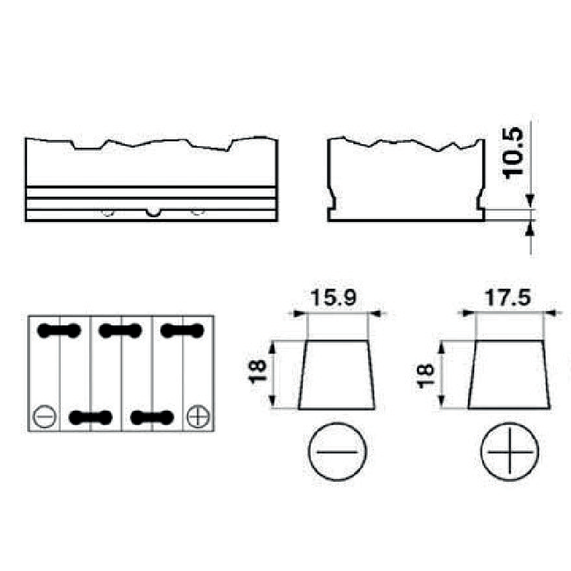 Batterie 12 V 100 Ah 60032 Prillinger Premium – Polausführung und Anschlussbild