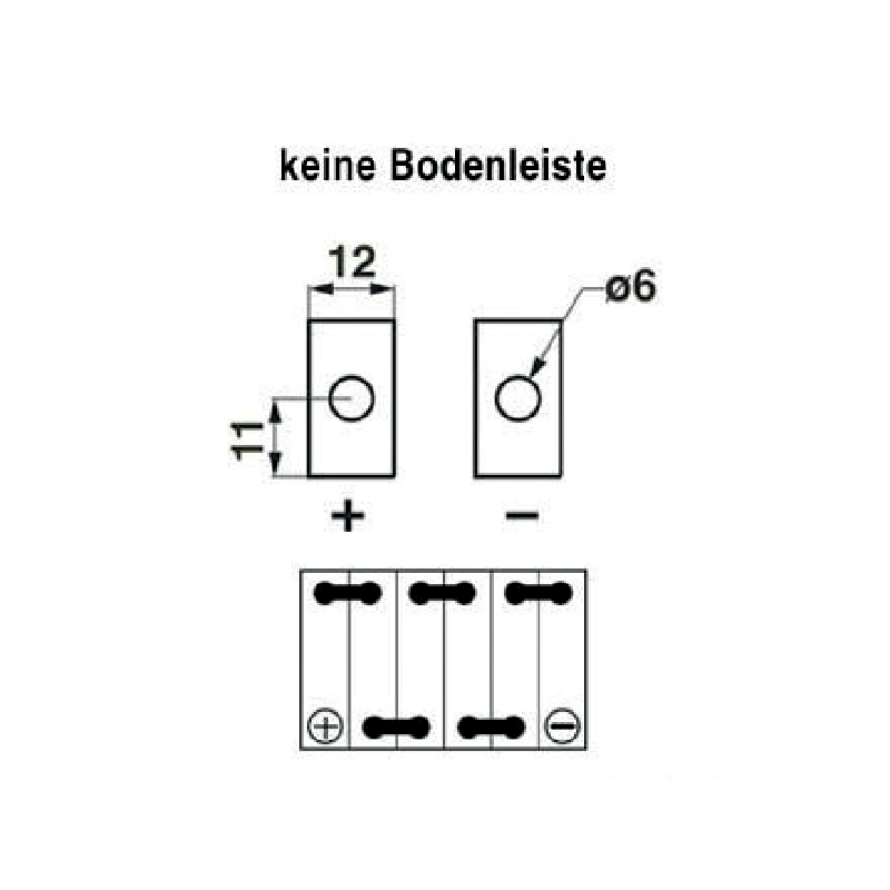Fulbat Batterie 512 11 CB 12A-A – Detailansicht Polausführung und Anschlussbild