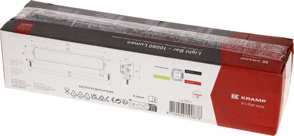 Arbeitslichtbalken LED, 120W, 10080lm, rechteckig, 12/24V, weiß/orange, 357x70x67mm Deutsch Stecker, Combo, gerade, 24LED's, E-BOOST
