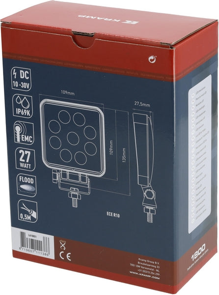 Arbeitsscheinwerfer, 10-30V, LED, 1800lm, Quadratisch passend für Universal