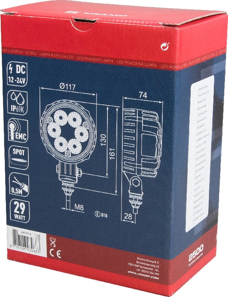 Arbeitsscheinwerfer, 10-30V, LED, 2500lm, Rund passend für Universal