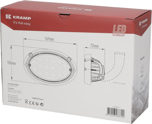 Arbeitsscheinwerfer, 10-30V, LED, 3220lm, Oval passend für Case IH, Claas