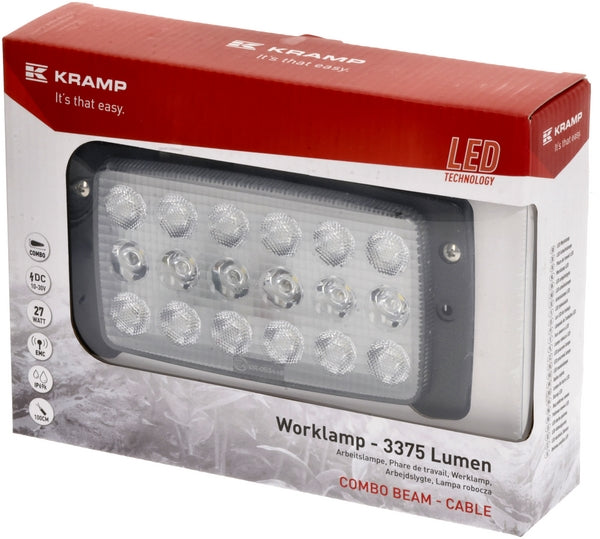 Arbeitsscheinwerfer, 10-30V, LED, 3375lm, Rechteckig passend für Case, John Deere