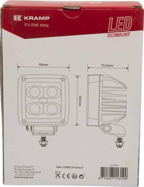 Arbeitsscheinwerfer, 10-30V, LED, 4500lm, Quadratisch passend für Universal