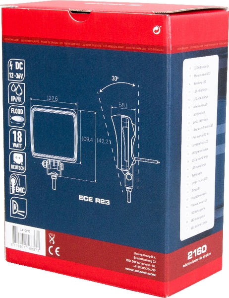 Arbeitsscheinwerfer, 12-36V, LED, 2160lm, Quadratisch passend für Universal