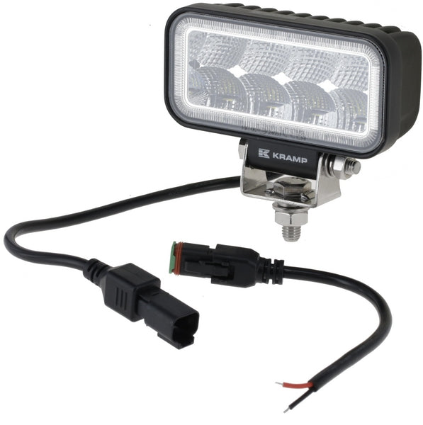 Arbeitsscheinwerfer LED, 19W, 3350lm, rechteckig, 10/110V, 128x96x46mm, Deutsch 2-pin, flood, 8 LED's passend für Universal