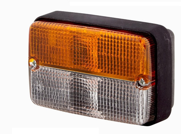 Blinkbegrenzungsleuchte 21/5W, rechteckig, 12V, amber/transparent, anschraubbar 120x55x80mm, Hella
