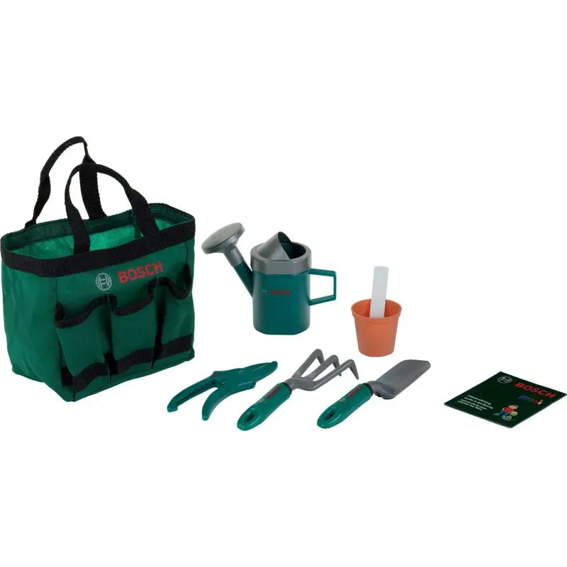 BOSCH Gartentasche Spielzeug Garten-Set mit Gießkanne, Schaufel und Gartenwerkzeug für Kinder