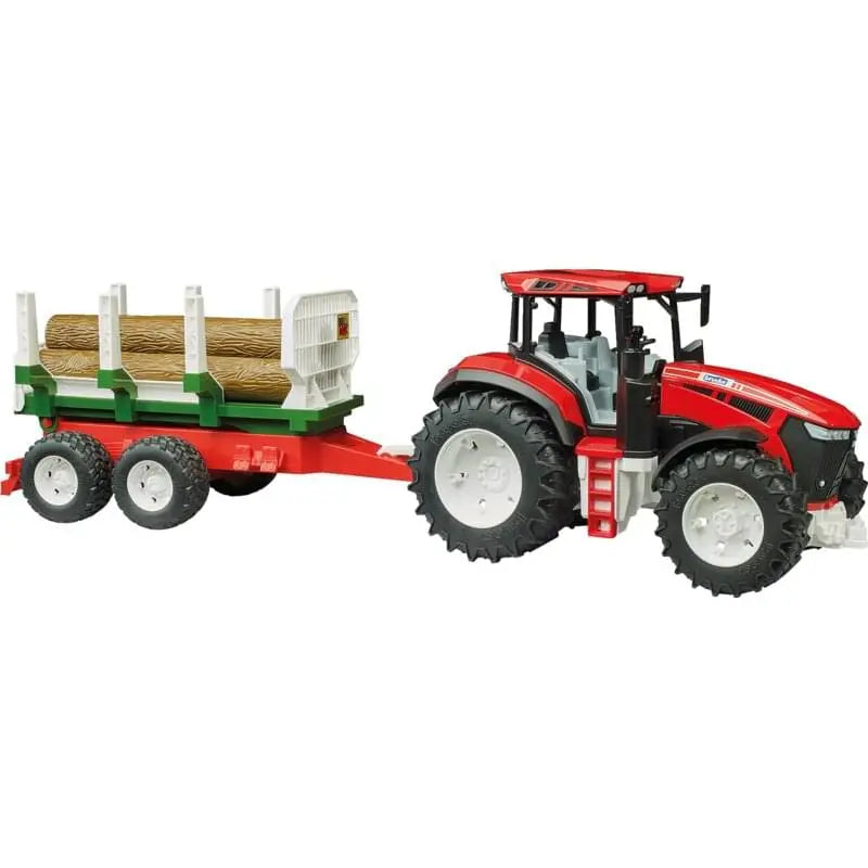 Traktor mit Frontlader & Holztransportanhänger – Bruder 1:16 Bruder