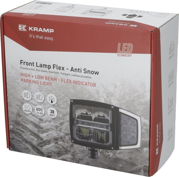Fahrscheinwerfer, LED, 38 W, rechteckig, 12-24 V, 229x150x80 mm, beheizt, Fernlicht/Abblendlicht, flexibel, Anti-Schnee