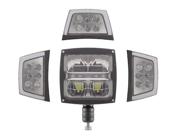 Fahrscheinwerfer, LED, 38 W, rechteckig, 12-24 V, 229x150x80 mm, beheizt, Fernlicht/Abblendlicht, flexibel, Anti-Schnee