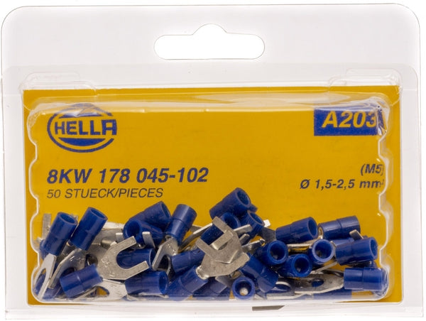Gabelklemme, blau, 1,5-2,5 mm², Ø5,3 mm², Serie A, Blister, Hella