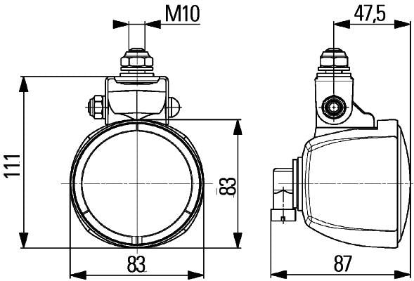 Hella Arbeitsscheinwerfer, 12V, Halogen, Rund
