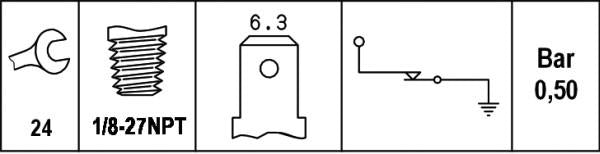 Hella Öldruckschalter, 1-polig, 1/8" 27-NPT, Öffner