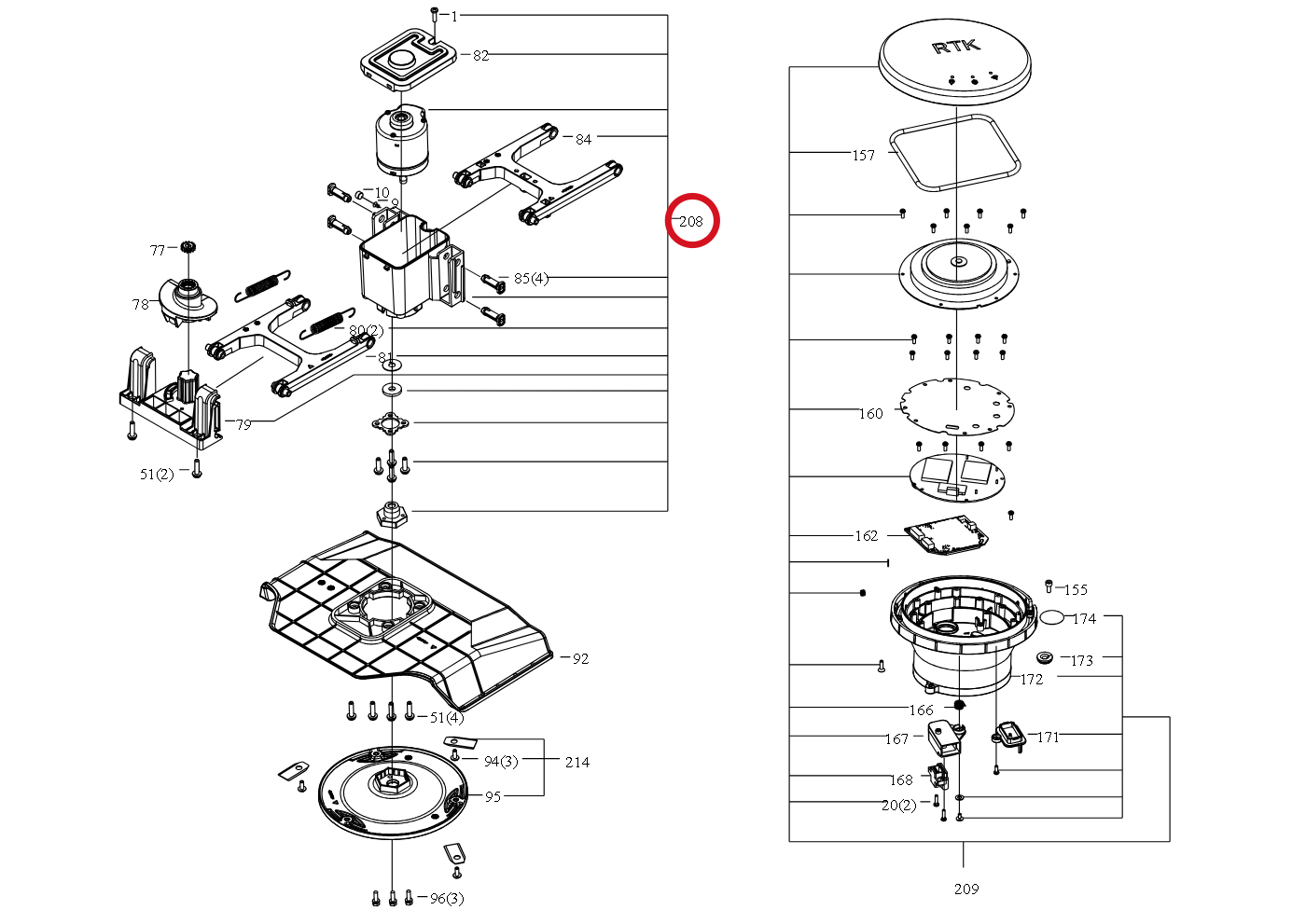 Kress Schneidemotor-Baugruppe 59003709 – Position in der Explosionszeichnung