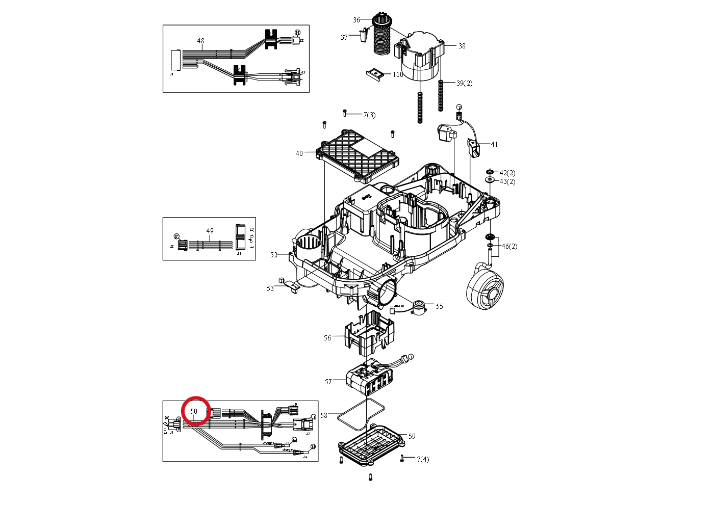 Kress Power-Kabelstrang 59003895 – Position in der Explosionszeichnung