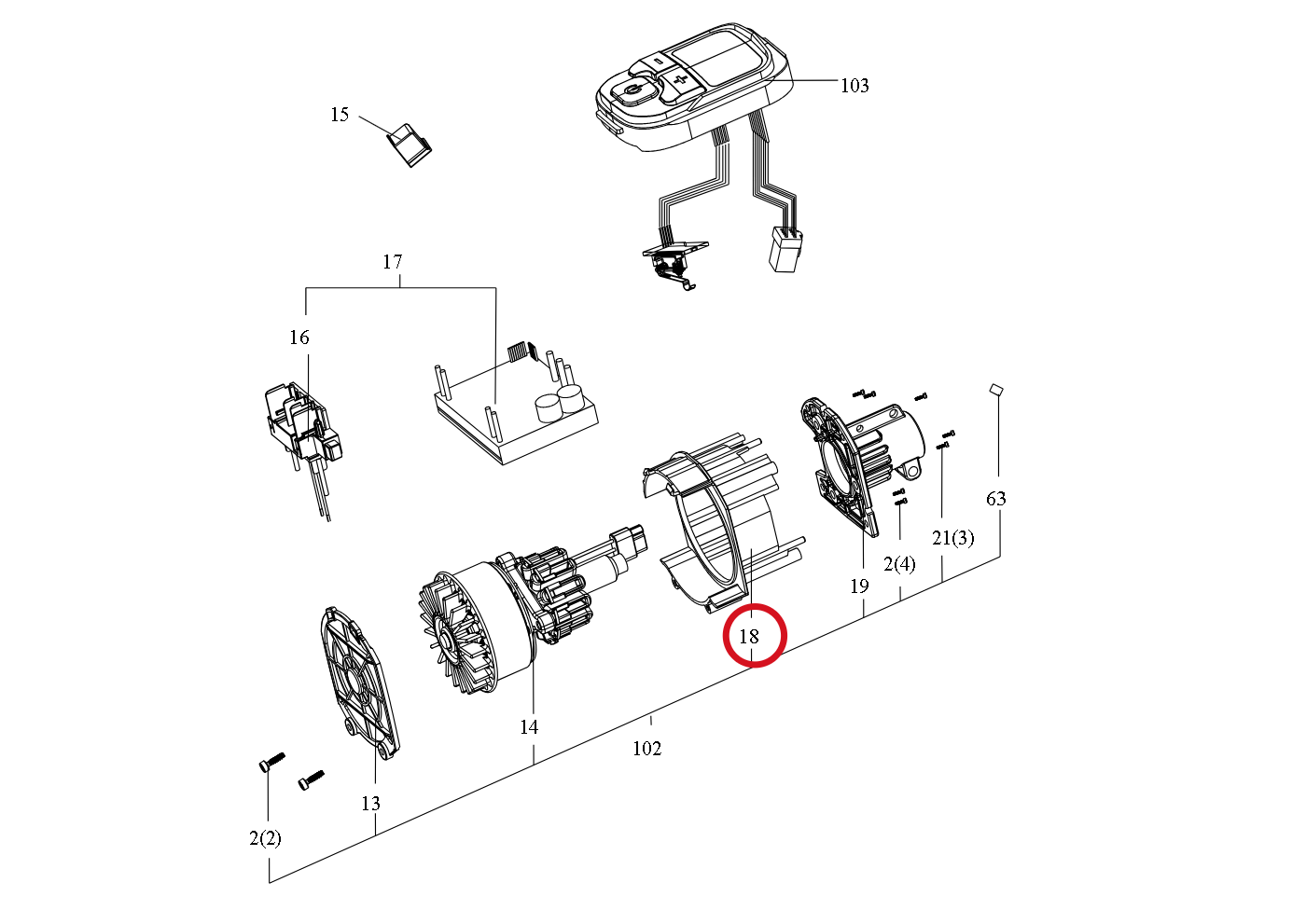 Kress Motor-Gehäuse 59004227 – Position in der Explosionszeichnung