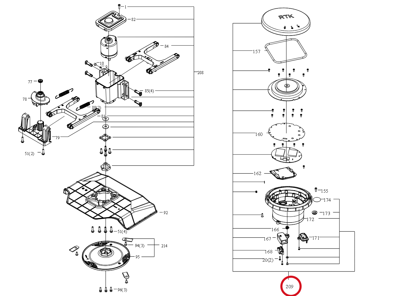 Kress Komponenten des RTK-Moduls 59005612 – Position in der Explosionszeichnung