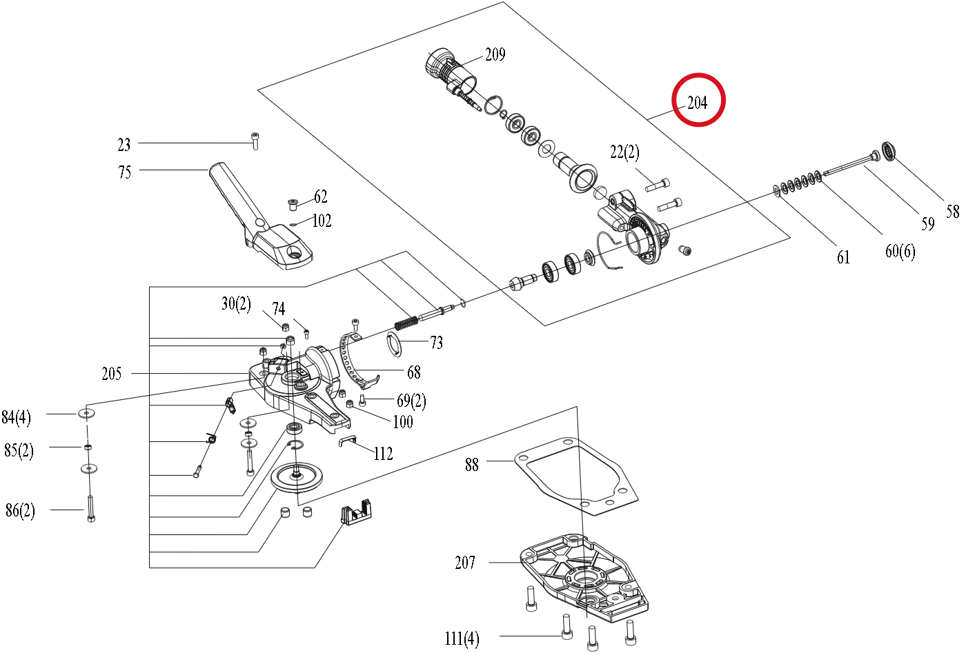 Kress Getriebegehäuse I 59006206 – Position in der Explosionszeichnung
