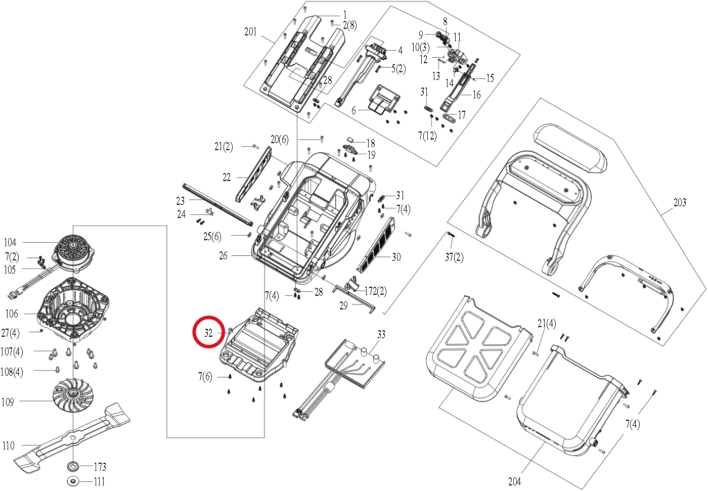 Kress Motorabdeckung 59006324 – Position in der Explosionszeichnung