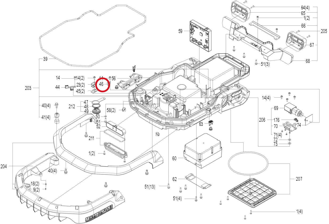 Kress Sensor für die Höheneinstellung 59007138 – Position in der Explosionszeichnung