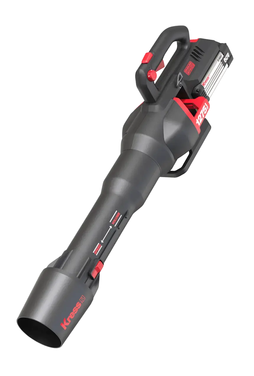 Akku-Laubbläser Kress KG560E – Detailansicht bürstenloser Motor und Blasrohr