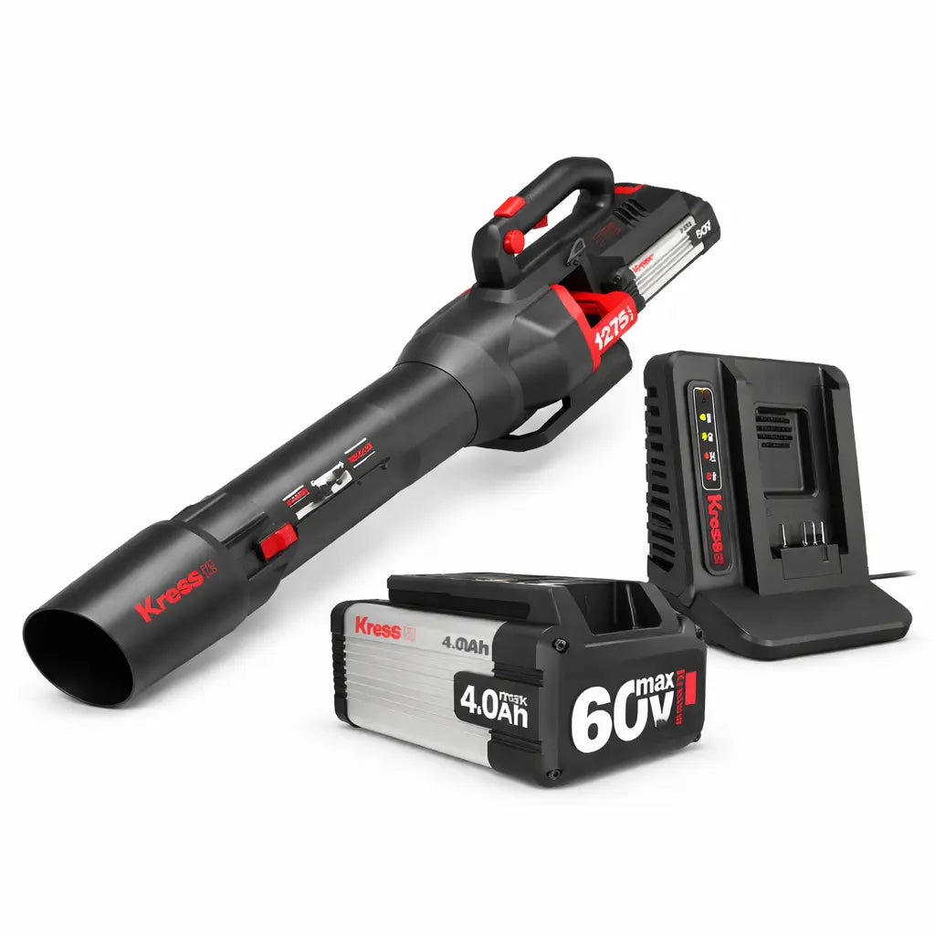 Akku-Laubbläser Kress KG560E – 60V Hochleistungs-Blasgerät mit Akku und Schnellladegerät