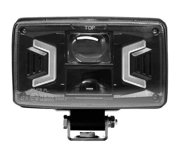 LED-Scheinwerfer, 30/55 W, rechteckig, 10–30 V, 155 x 92 x 82 mm, weiß/orange, H4-Stecker, Fernlicht/Abblendlicht/Blinker passend für Case, Fendt