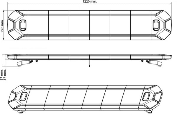 Lichtleiste LED, 170W, 12-24V,gelb, anschraubbar, 1220mm passend für Universal